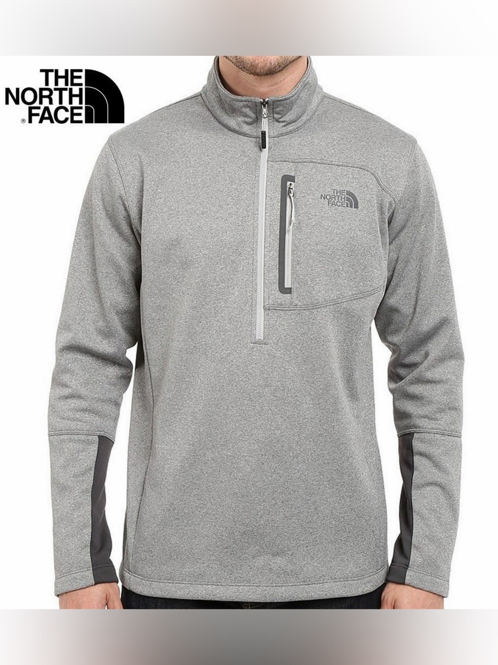 The North Face Men's Gray Half-Zip Pullover with Chest Pocket